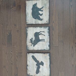 IKEA BJÖRNAMO Picture Set Wall Art 3 Piece Set Wild Animals Owl, Moose, Bear